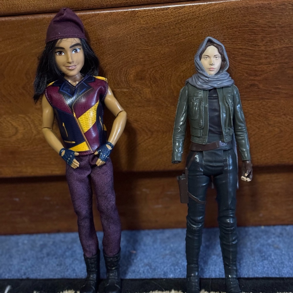 Disney Action Figures with Purple and Black Outfits